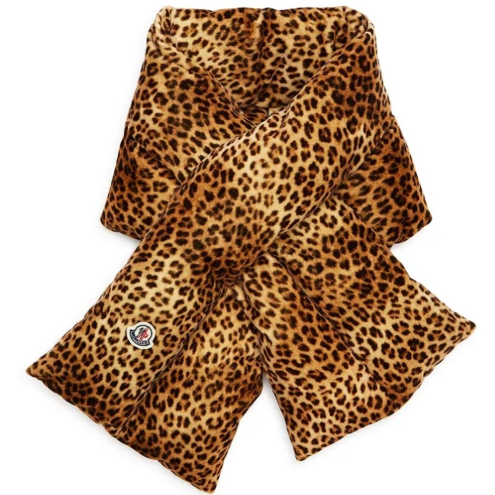 Moncler Leopard Print Down Puffer Scarf 'Sciarpa'